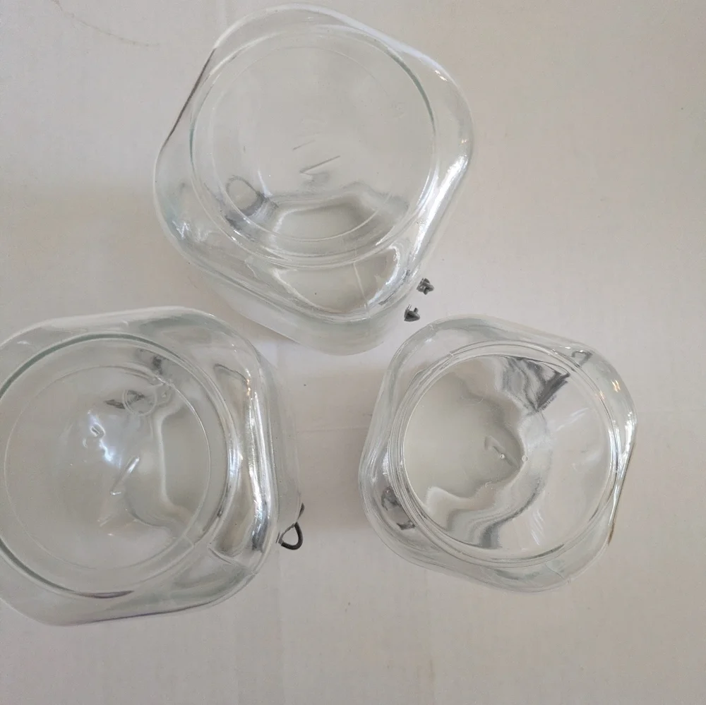 Vintage Glass Storage Jars With Snap Lids. Set Of 3